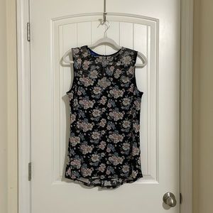 Apt. 9 Floral Tunic With Sheer Shoulder Detail